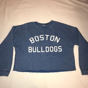 Blue Long Sleeve Crop Top